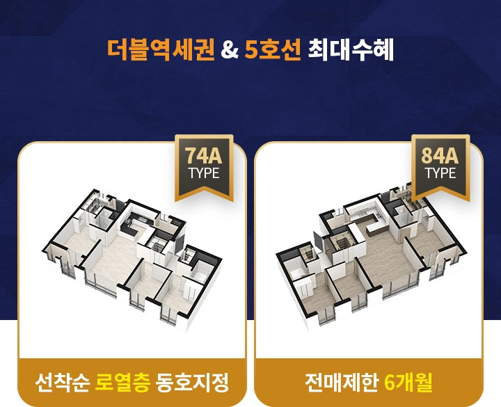 더블역세권 & 5호선 최대수혜 시세차익 2억이상기대! - 선착순 로열층 동호지정 - 전매제한 6개월